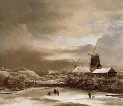 Jacob van Ruisdael Winter landscape with two windmill china oil painting artist
